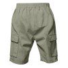 Short cargo droit pour homme, couleur unie, poches multiples, cordon de serrage, taille élastique, longueur genou, pour l'extérieur - Vert clair XXXL