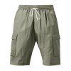 Short cargo droit pour homme, couleur unie, poches multiples, cordon de serrage, taille élastique, longueur genou, pour l'extérieur - Vert clair XXXL
