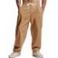 Pantalon décontracté pour homme, couleur unie, poches, cordon de serrage, taille élastique, jambes larges, long - café lumière XL
