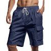 Short cargo droit pour homme, couleur unie, poches multiples, cordon de serrage, taille élastique, longueur genou, pour l'extérieur - Bleu profond XXXL