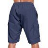 Short cargo droit pour homme, couleur unie, poches multiples, cordon de serrage, taille élastique, longueur genou, pour l'extérieur - Bleu profond XXXL