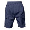Short cargo droit pour homme, couleur unie, poches multiples, cordon de serrage, taille élastique, longueur genou, pour l'extérieur - Bleu profond XXXL