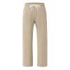 Pantalon décontracté pour homme, couleur unie, poches, cordon de serrage, taille élastique, jambes larges, long - café lumière XL