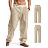 Pantalon décontracté pour homme, couleur unie, poches, cordon de serrage, taille élastique, jambes larges, long - café lumière XL