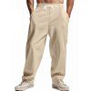 Pantalon décontracté pour homme, couleur unie, poches, cordon de serrage, taille élastique, jambes larges, long - café lumière XL