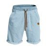 Short en jean pour homme avec cordon de serrage et taille élastique, longueur genou, ourlet retroussé - Bleu clair XXXL