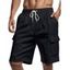 Short cargo droit pour homme, couleur unie, poches multiples, cordon de serrage, taille élastique, longueur genou, pour l'extérieur - Noir XXXL