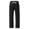 Pantalon décontracté pour homme, couleur unie, poches, cordon de serrage, taille élastique, jambes larges, long - Noir M