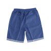 Short en jean pour homme avec cordon de serrage et taille élastique, longueur genou, ourlet retroussé - Bleu profond M