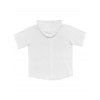 T-shirt à capuche boutonné à manches courtes pour homme, couleur unie, décontracté - Blanc XXXL