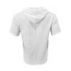 T-shirt à capuche boutonné à manches courtes pour homme, couleur unie, décontracté - Blanc XXXL