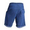 Short en jean pour homme avec cordon de serrage et taille élastique, longueur genou, ourlet retroussé - Bleu profond M