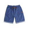 Short en jean pour homme avec cordon de serrage et taille élastique, longueur genou, ourlet retroussé - Bleu profond M