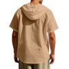 T-shirt à capuche boutonné à manches courtes pour homme, couleur unie, décontracté - café lumière XXXL