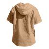 T-shirt à capuche boutonné à manches courtes pour homme, couleur unie, décontracté - café lumière XXXL