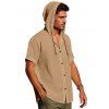 T-shirt à capuche boutonné à manches courtes pour homme, couleur unie, décontracté - café lumière XXXL