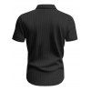 Chemise décontractée en velours côtelé à col rabattu et à boutons pour homme, couleur unie, texturée, avec poche avant - Noir XXXL