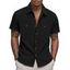 Chemise décontractée en velours côtelé à col rabattu et à boutons pour homme, couleur unie, texturée, avec poche avant - Vert profond XXXL