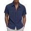 Chemise décontractée en velours côtelé à col rabattu et à boutons pour homme, couleur unie, texturée, avec poche avant - Vert profond XXXL