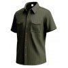 Chemise décontractée en velours côtelé à col rabattu et à boutons pour homme, couleur unie, texturée, avec poche avant - Vert profond XXXL