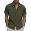 Chemise décontractée en velours côtelé à col rabattu et à boutons pour homme, couleur unie, texturée, avec poche avant - Vert profond XXXL