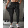 Pantalon long et décontracté pour homme, couleur unie, avec poches et cordon de serrage, taille élastique et respirant - Noir L