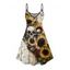 Robe gothique à motif de roses et de tournesols, bretelles spaghetti, col en V, coupe trapèze, mini-robe de vacances - café lumière XXXXXL | US 20