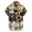 Chemise gothique à manches courtes et boutons pour homme, motif tête de mort, tournesol et rose, idéale pour les vacances - café lumière 5XL