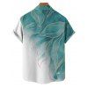 Chemise de vacances à motif de feuilles pailletées ombrées pour homme, chemise décontractée à manches courtes et boutonnée et retroussable - Vert clair 5XL