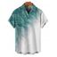 Chemise de vacances à motif de feuilles pailletées ombrées pour homme, chemise décontractée à manches courtes et boutonnée et retroussable - Vert clair 5XL