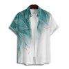 Chemise de vacances à motif de feuilles pailletées ombrées pour homme, chemise décontractée à manches courtes et boutonnée et retroussable - Vert clair 5XL