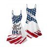 Robe de fête de l'indépendance à bretelles spaghetti, col en V, motif de lettres et éléments du drapeau américain, coupe trapèze, mini-robe débardeur patriotique - multicolor XXXXXL | US 20