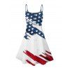 Robe de fête de l'indépendance à bretelles spaghetti, col en V, motif de lettres et éléments du drapeau américain, coupe trapèze, mini-robe débardeur patriotique - multicolor XXXXXL | US 20