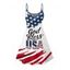 Robe de fête de l'indépendance à bretelles spaghetti, col en V, motif de lettres et éléments du drapeau américain, coupe trapèze, mini-robe débardeur patriotique - multicolor XXXXXL | US 20