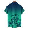 Chemise de vacances à motif poulpe ombré pour homme, boutonnée, retroussée, manches courtes, pour la plage - Vert profond 5XL