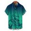 Chemise de vacances à motif poulpe ombré pour homme, boutonnée, retroussée, manches courtes, pour la plage - Vert profond 5XL