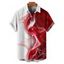 Chemise de vacances décontractée à manches courtes et boutons pour homme, imprimée en couleur contrastée - Rouge 4XL