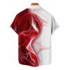 Chemise de vacances décontractée à manches courtes et boutons pour homme, imprimée en couleur contrastée - Rouge 4XL