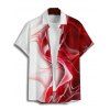 Chemise de vacances décontractée à manches courtes et boutons pour homme, imprimée en couleur contrastée - Rouge 4XL