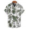 Chemise de vacances à motif floral et feuilles pour homme, boutonnée, retroussée, manches courtes, pour la plage - Vert profond 5XL