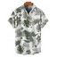 Chemise de vacances à motif floral et feuilles pour homme, boutonnée, retroussée, manches courtes, pour la plage - Vert profond 5XL
