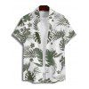 Chemise de vacances à motif floral et feuilles pour homme, boutonnée, retroussée, manches courtes, pour la plage - Vert profond 5XL