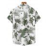 Chemise de vacances à motif floral et feuilles pour homme, boutonnée, retroussée, manches courtes, pour la plage - Vert profond 5XL