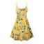 Robe de vacances à motif feuille d'ananas, bretelles spaghetti, col en V, coupe trapèze, mini-robe débardeur hawaïenne - Jaune XXXXXL | US 20