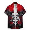 Chemise gothique à manches courtes et boutons pour homme, motif floral, papillon, aigle, motif tête de mort, vacances - Rouge 5XL