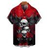 Chemise gothique à manches courtes et boutons pour homme, motif floral, papillon, aigle, motif tête de mort, vacances - Rouge 5XL