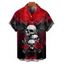Chemise gothique à manches courtes et boutons pour homme, motif floral, papillon, aigle, motif tête de mort, vacances - Rouge 5XL