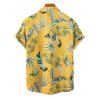 Chemise hawaïenne à manches courtes et boutons pour homme, motif feuilles d'ananas - Jaune 5XL