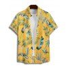 Chemise hawaïenne à manches courtes et boutons pour homme, motif feuilles d'ananas - Jaune 5XL