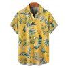 Chemise hawaïenne à manches courtes et boutons pour homme, motif feuilles d'ananas - Jaune 5XL